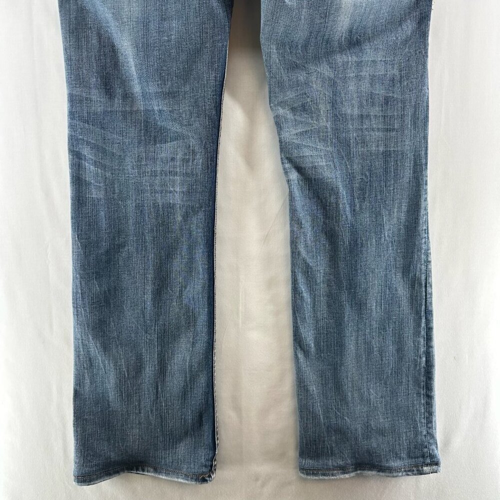 Cowgirl Tuff Jeans Women W32 L35 Studded Camo Bootcut MidRise Stretch Denim Blue - Picture 6 of 11